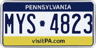 PA license plate MYS4823