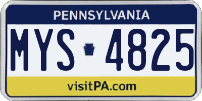 PA license plate MYS4825