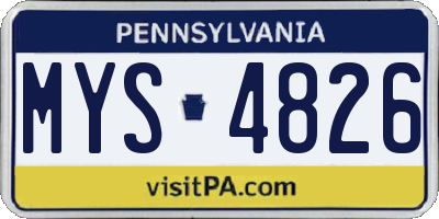 PA license plate MYS4826