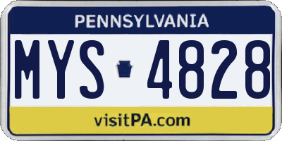 PA license plate MYS4828