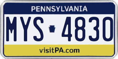 PA license plate MYS4830