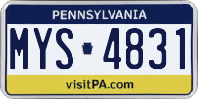 PA license plate MYS4831