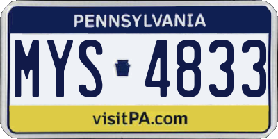PA license plate MYS4833