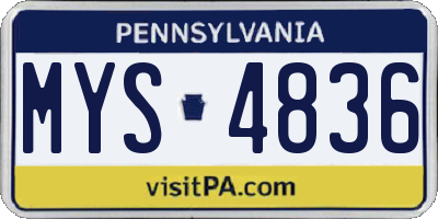 PA license plate MYS4836