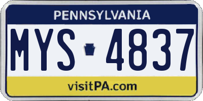 PA license plate MYS4837