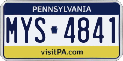 PA license plate MYS4841