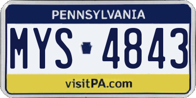PA license plate MYS4843