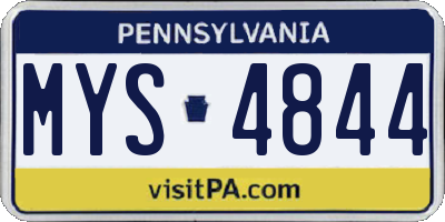 PA license plate MYS4844