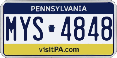 PA license plate MYS4848