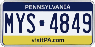 PA license plate MYS4849
