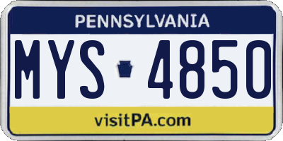 PA license plate MYS4850