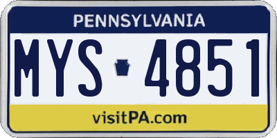 PA license plate MYS4851