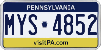 PA license plate MYS4852