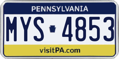 PA license plate MYS4853