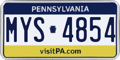 PA license plate MYS4854