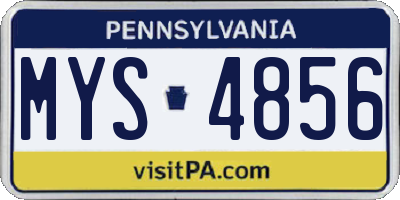 PA license plate MYS4856