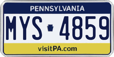 PA license plate MYS4859