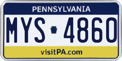 PA license plate MYS4860