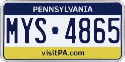 PA license plate MYS4865