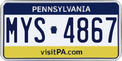 PA license plate MYS4867