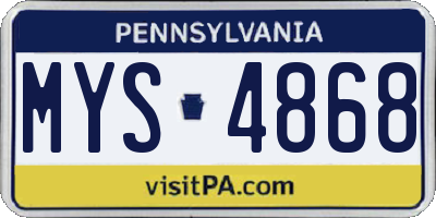 PA license plate MYS4868