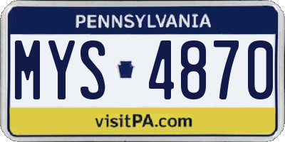 PA license plate MYS4870
