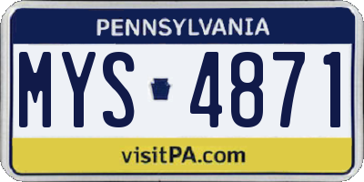 PA license plate MYS4871