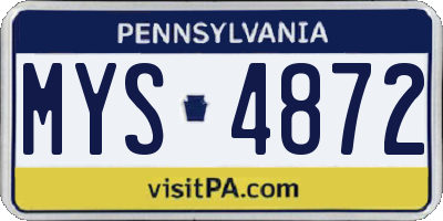 PA license plate MYS4872