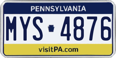 PA license plate MYS4876