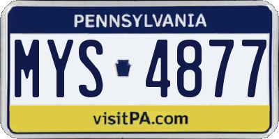 PA license plate MYS4877