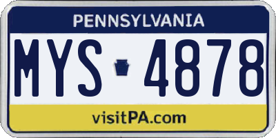 PA license plate MYS4878