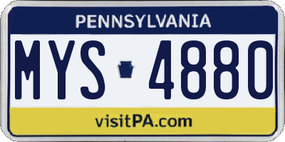 PA license plate MYS4880