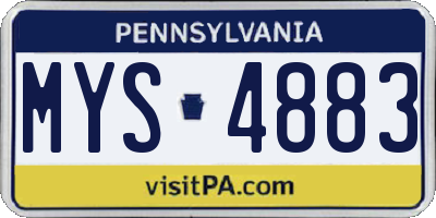 PA license plate MYS4883