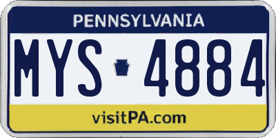 PA license plate MYS4884