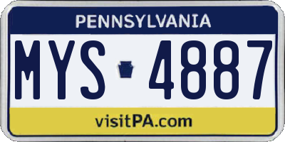 PA license plate MYS4887