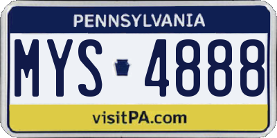 PA license plate MYS4888