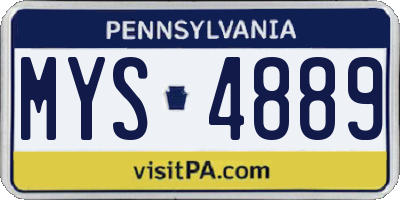 PA license plate MYS4889