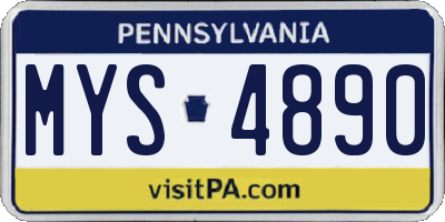 PA license plate MYS4890
