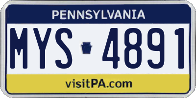 PA license plate MYS4891