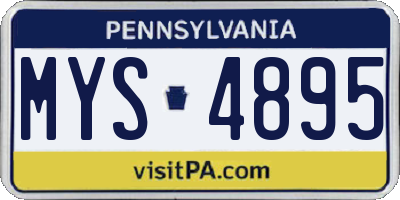 PA license plate MYS4895