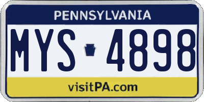 PA license plate MYS4898