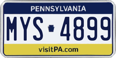PA license plate MYS4899