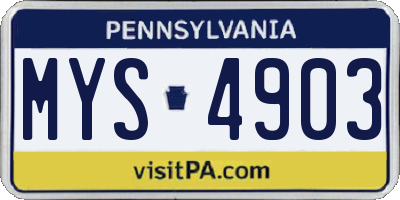 PA license plate MYS4903