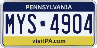PA license plate MYS4904