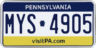 PA license plate MYS4905