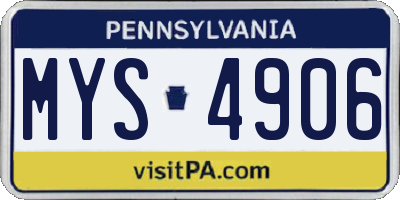 PA license plate MYS4906