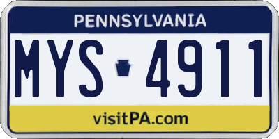 PA license plate MYS4911