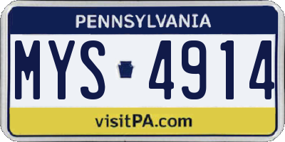 PA license plate MYS4914