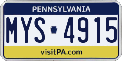 PA license plate MYS4915