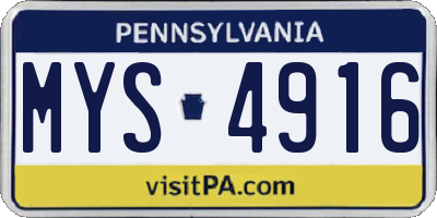 PA license plate MYS4916